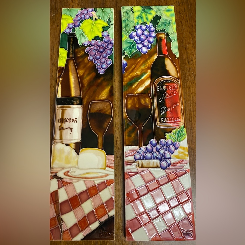A set of 2 Wine Bottle wall art by Ping